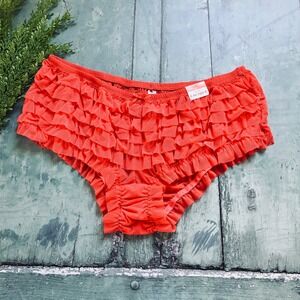 NWT Vintage Cacique Orange Rumba Panties Size 18/20 Tiered Ruffle Mesh Boy Short